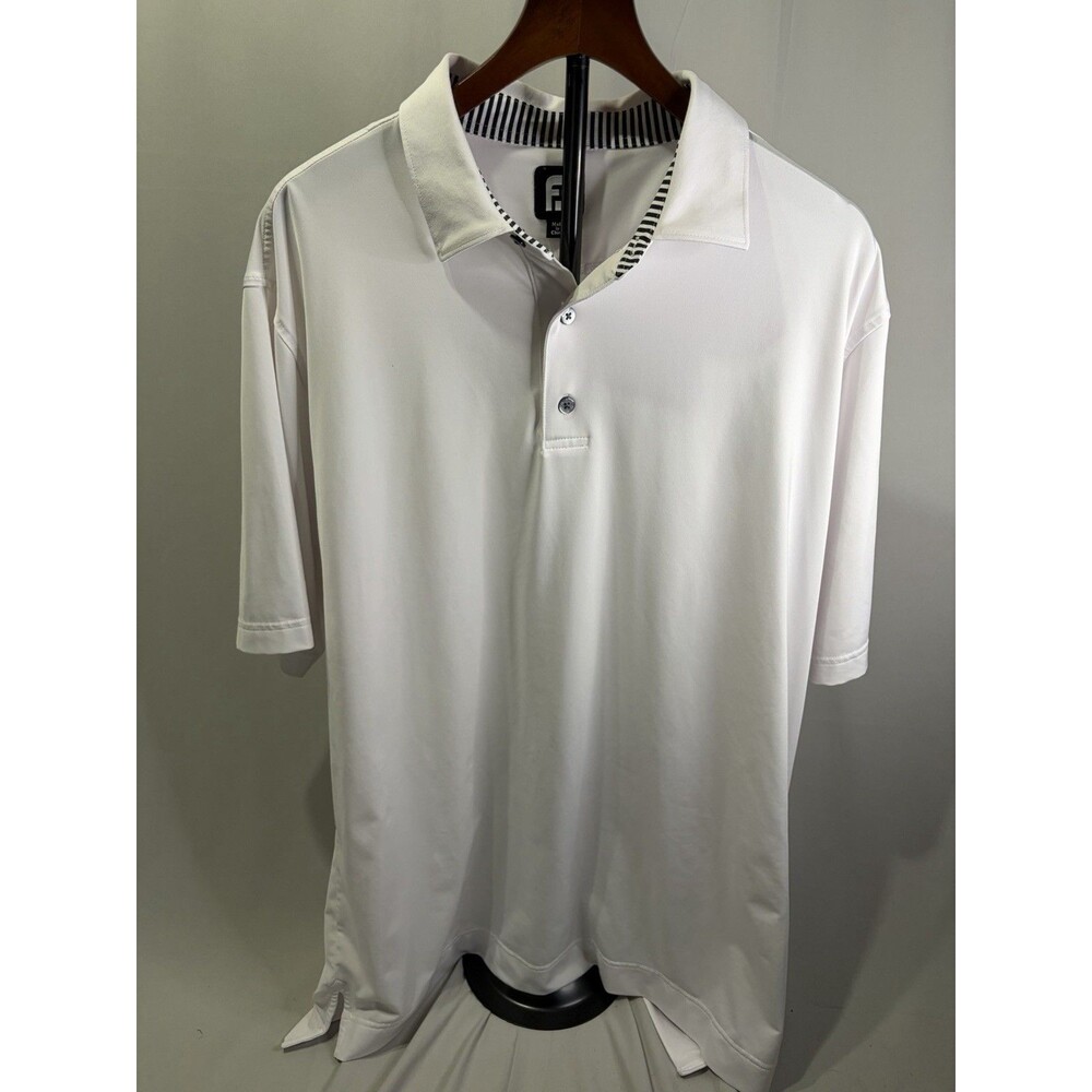 Footjoy Polo Shirt Men's Extra Large White Short Sleeve Stretch Golf Casual
